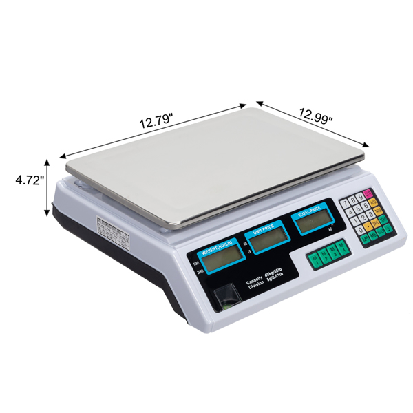 ACS-30 40kg/5g Digital Price Computing Scale for Vegetable US Plug Silver & White