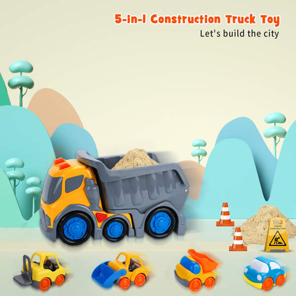 (ABC)(Prohibited Product on Amazon)Car Toys for 1 2 3 4 5 Years Old Toddlers Boys and Girls,12‘’ Big Dump Truck with Light and Sound, Push and Go Small Bulldozer Forklift Truck, Vehicles Playset for C