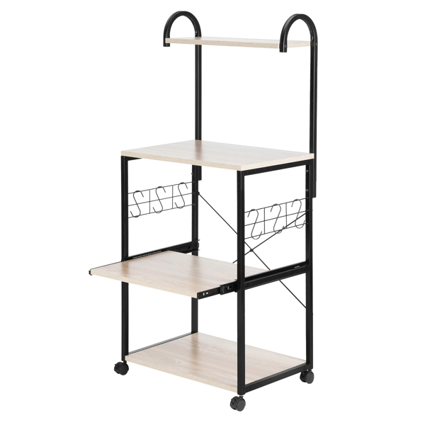  Upgrade Multiuse 4-Tier Metal Kitchen Bakers Rack, Artisasset Microwave Storage Rack Oven Stand with Wine Storage Organizer Workstation Grey(23.5" x 14" x 57")