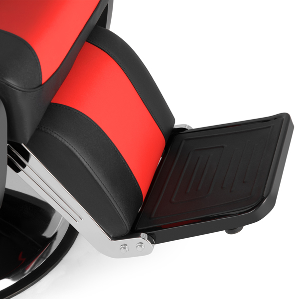 PVC Leather Case ABS Armrest Shell 300lbs Load-Bearing Disc With Footrest Can Be Put Down Barber Chair Red And Black