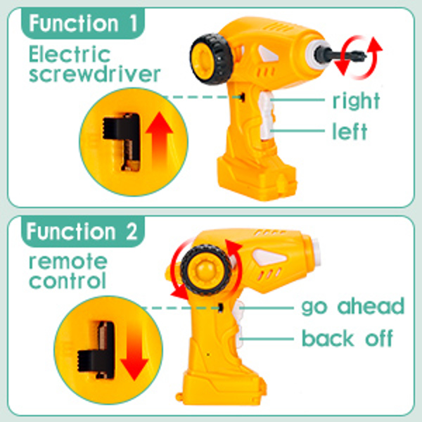 (ABC)(Prohibited Product on Amazon)Take Apart Toys with Electric Drill, 5 in 1 Rechargeable Construction Truck Set with Sound and Light, Converts to Remote Control Car, Ideal Birthday for 3 4 5 6 Year