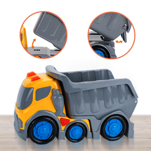 (ABC)(Prohibited Product on Amazon)Car Toys for 1 2 3 4 5 Years Old Toddlers Boys and Girls,12‘’ Big Dump Truck with Light and Sound, Push and Go Small Bulldozer Forklift Truck, Vehicles Playset for C