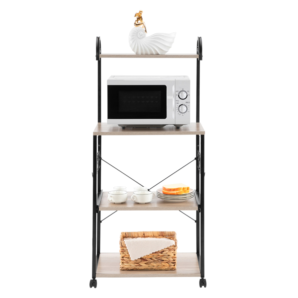  Upgrade Multiuse 4-Tier Metal Kitchen Bakers Rack, Artisasset Microwave Storage Rack Oven Stand with Wine Storage Organizer Workstation Grey(23.5" x 14" x 57")