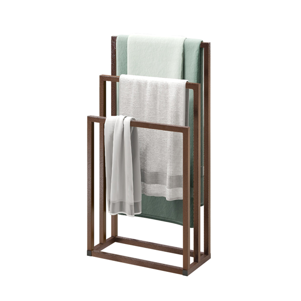  Metal Freestanding Towel Rack 3 Tiers Hand Towel Holder Organizer for Bathroom Accessories Brown