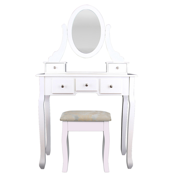 Dressing Table,Makeup Desk with Stool,White Cosmetic Table with Mirror for Bedroom (BDT1255)