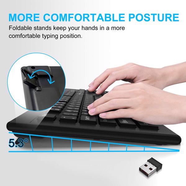 【Do Not Sell on Amazon】Wireless Keyboard and Mouse Combo, 5 Level DPI Adjustable Wireless Mouse and 2.4GHz Computer Keyboard, 112 Keys / Silent Keyboard, Independent On/Off Switch, Num/Caps