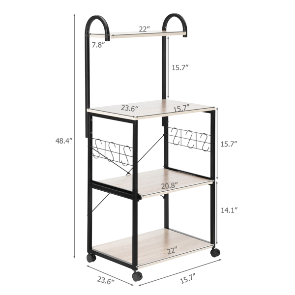  Upgrade Multiuse 4-Tier Metal Kitchen Bakers Rack, Artisasset Microwave Storage Rack Oven Stand with Wine Storage Organizer Workstation Grey(23.5" x 14" x 57")