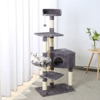Cat Tree,Kitty Toy Cat Scratching Post Natural Sisals Kitten Activity Tower Condo Stand Luxury Furniture for Small & Medium Cats Gray