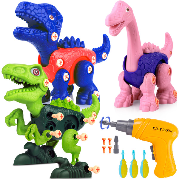 (ABC)(Prohibited Product on Amazon)Dinosaur Toys for 3 4 5 6 7 Year Old Boys, Take Apart Dinosaur Toys for Kids 3-5, STEM Construction Building Toys with Electric Drill for Kids 5-7, Dinosaur Toys Bir