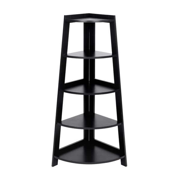 5 Tier Corner Shelf Stand Wood Display Storage Home Furniture Black