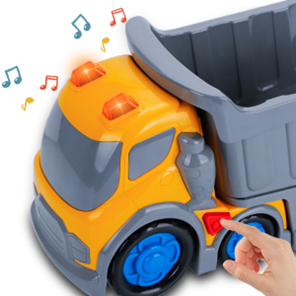 (ABC)(Prohibited Product on Amazon)Car Toys for 1 2 3 4 5 Years Old Toddlers Boys and Girls,12‘’ Big Dump Truck with Light and Sound, Push and Go Small Bulldozer Forklift Truck, Vehicles Playset for C