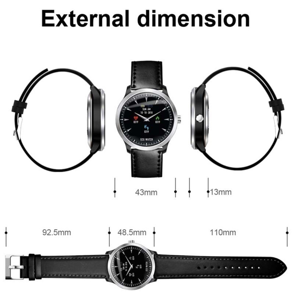Leather Strap Bluetooth ECG PPG N58 Smartwatch Color Screen Heart Rate Sleep Monitor Multi-sport Fitness Tracker Men Smart Watch for IOS Android 
