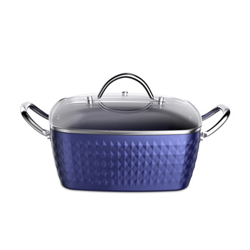 Casserole Dish, Square Induction Saucepan with Lid, 24cm/ 4L Stock Pots Non Stick Saucepan, Aluminum Ceramic Coating Cooking Pot - PFOA Free, Suitable for All Hobs Types（shipment from FBA）