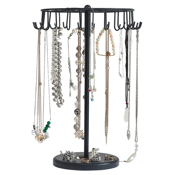 Rotating Necklace Rack, Bracelet Rack, Jewelry Tree - Black
