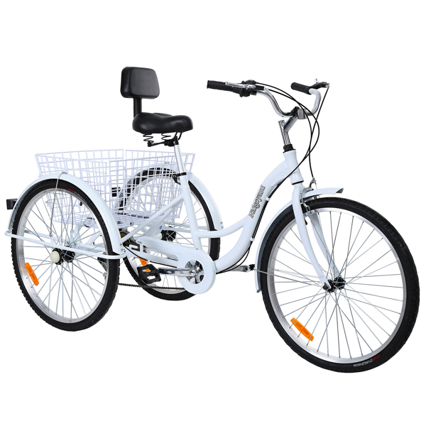 Ridgeyard 26 Inch 3 Wheels 7-Speed Tricycle Aluminum Alloy Adult Bicycle With Basket