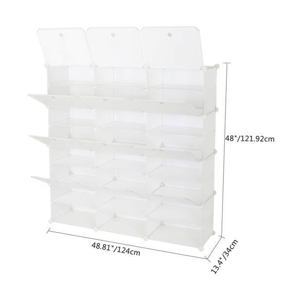 8-Tier Portable 48 Pair Shoe Rack Organizer 24 Grids Tower Shelf Storage Cabinet Stand Expandable for Heels, Boots, Slippers, White