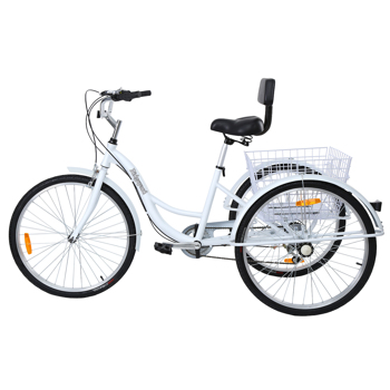 Ridgeyard 26 Inch 3 Wheels 7-Speed Tricycle Aluminum Alloy Adult Bicycle With Basket