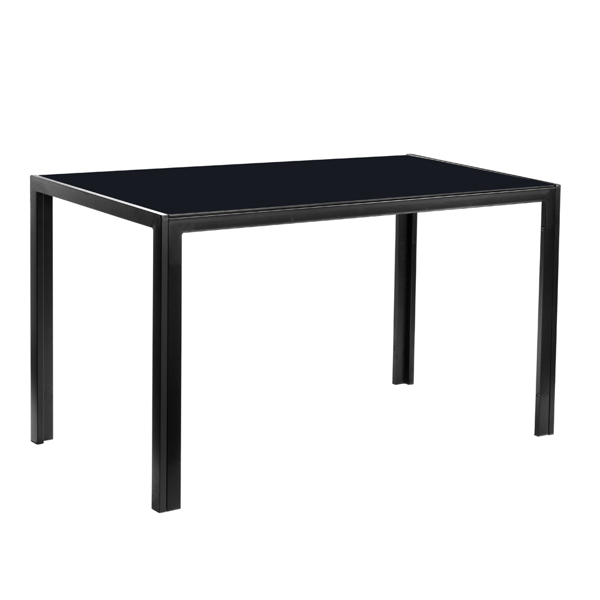 Simple Assembled Tempered Glass & Iron Dinner Table Black