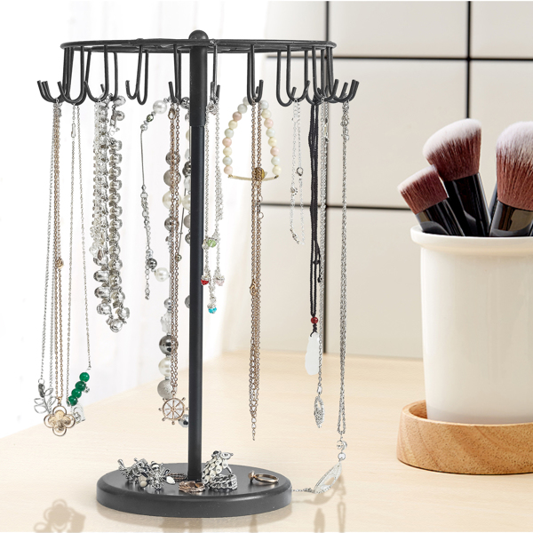 Rotating Necklace Rack, Bracelet Rack, Jewelry Tree - Black