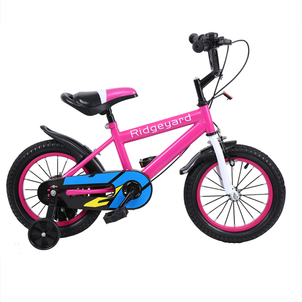 Ridgeyard 14 Inch Children's Bicycle Kids Balance Study Learning Riding Bike Boys Children Bike Girls Bicycle with Stabilisers with Bell for 3-8 Years (Rose Red) 