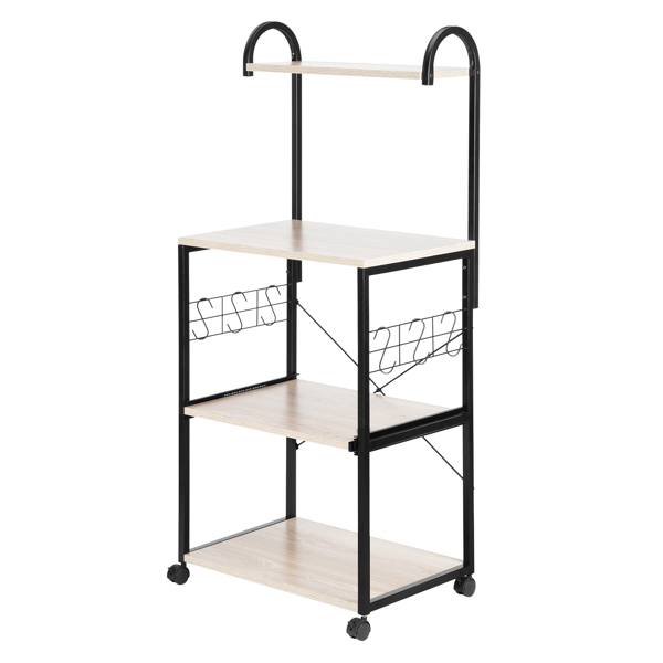  Upgrade Multiuse 4-Tier Metal Kitchen Bakers Rack, Artisasset Microwave Storage Rack Oven Stand with Wine Storage Organizer Workstation Grey(23.5" x 14" x 57")