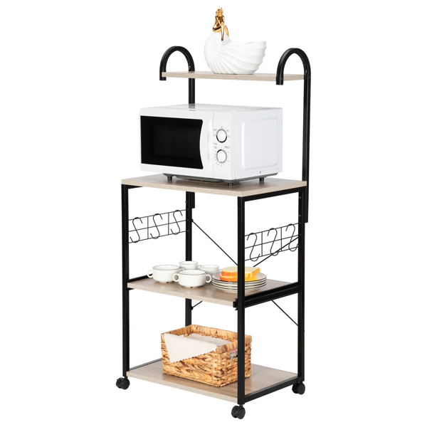  Upgrade Multiuse 4-Tier Metal Kitchen Bakers Rack, Artisasset Microwave Storage Rack Oven Stand with Wine Storage Organizer Workstation Grey(23.5" x 14" x 57")