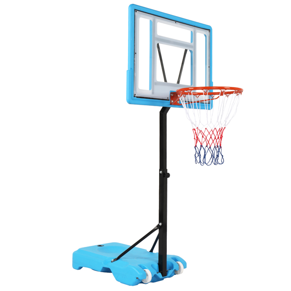 PVC Transparent Board Basket Frame Adjustable 115-135cm Poolside Basketball Hoop Blue