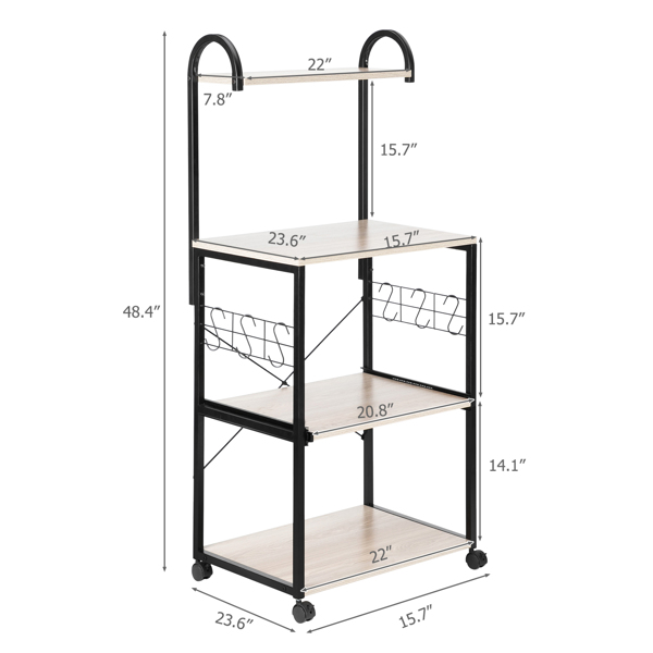 FCH Upgrade Multiuse 4-Tier Metal Kitchen Bakers Rack, Artisasset Microwave Storage Rack Oven Stand with Wine Storage Organizer Workstation Grey(23.5" x 14" x 57")