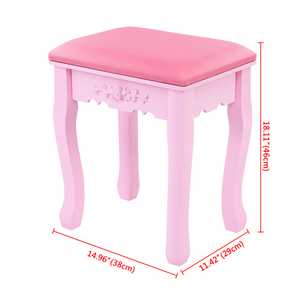 Pink Vanity Makeup Dressing Table with Oval Mirror and Drawers for Girls(1 Mirror + 4 Drawer+1 Stool) Makeup Desk Sets