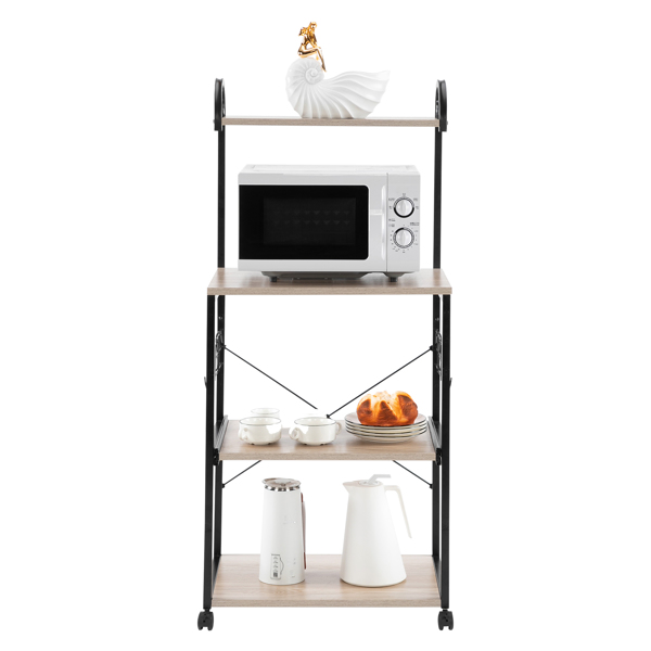  Upgrade Multiuse 4-Tier Metal Kitchen Bakers Rack, Artisasset Microwave Storage Rack Oven Stand with Wine Storage Organizer Workstation Grey(23.5" x 14" x 57")