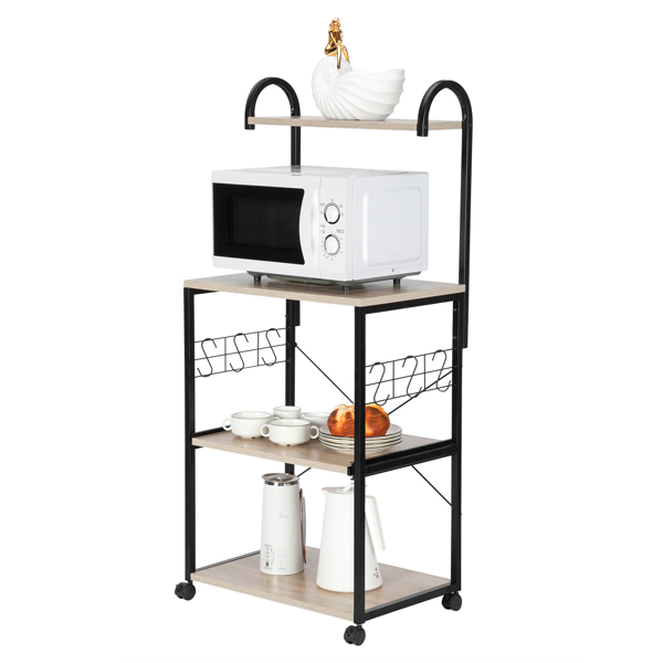  Upgrade Multiuse 4-Tier Metal Kitchen Bakers Rack, Artisasset Microwave Storage Rack Oven Stand with Wine Storage Organizer Workstation Grey(23.5" x 14" x 57")