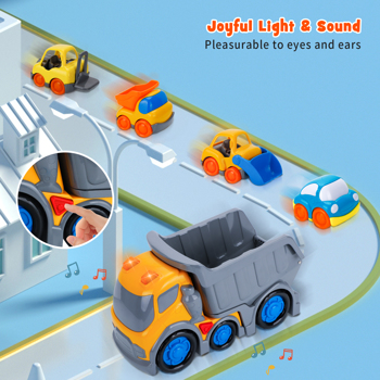 (Prohibited Product on Amazon)Car Toys for 1 2 3 4 5 Years Old Toddlers Boys and Girls,12‘’ Big Dump Truck with Light and Sound, Push and Go Small Bulldozer Forklift Truck, Vehicles Playset for Christ