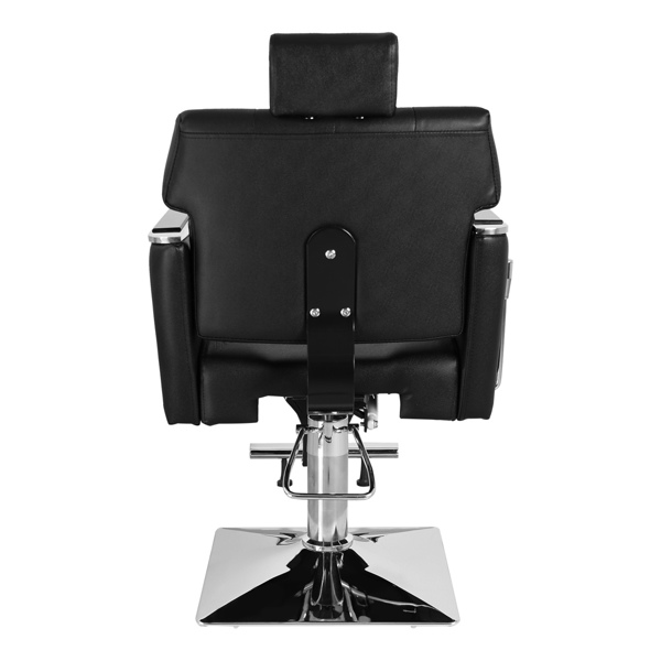 PVC Leather Cover Galvanized Square Tray with Footrest Retractable Barber Chair 300.00lbs Black HZ88111 N001 