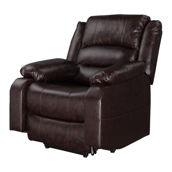 Type C electric lift function chair with massage light brown PU combination