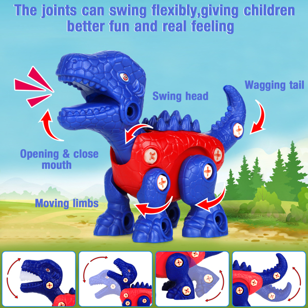 (ABC)(Prohibited Product on Amazon)Dinosaur Toys for 3 4 5 6 7 Year Old Boys, Take Apart Dinosaur Toys for Kids 3-5, STEM Construction Building Toys with Electric Drill for Kids 5-7, Dinosaur Toys Bir