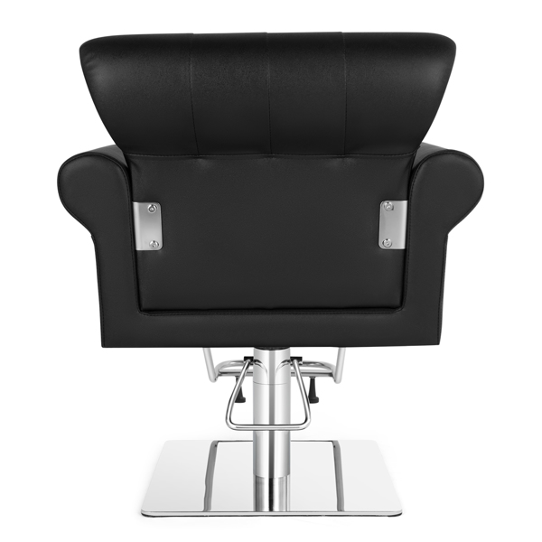 PVC Leather Case 300lbs Load-Bearing Stainless Steel Square Plate With Footrest Barber Chair Black