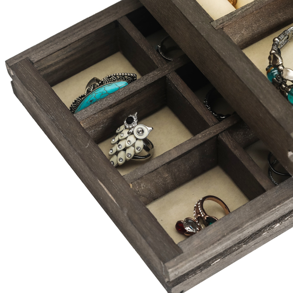 Three Layer Jewelry Tray With Metal Frame And Handle For Easy Storage And Access - Walnut