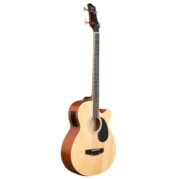 [Do Not Sell on Amazon] Glarry GMB101 4 string Electric Acoustic Bass Guitar w/ 4-Band Equalizer EQ-7545R Burlywood