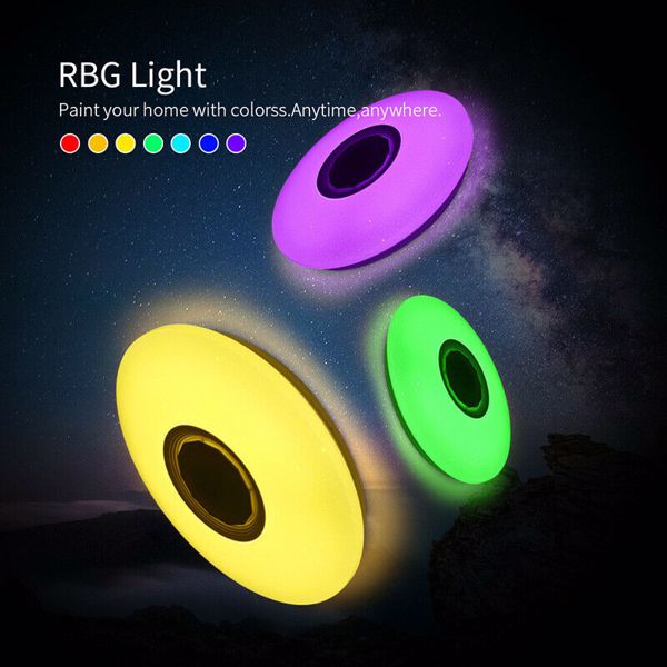 LED Ceiling Light Music RGB bluetooth Speaker Lamp Dimmable W/Smart Remote【No Shipping On Weekends, Order With Caution】