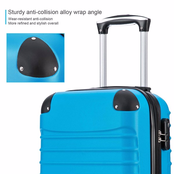 4 Piece Set Luggage Expandable Suitcase Expandable ABS Hardshell Lightweight Spinner Wheels (18/20/24/28 inch), Blue