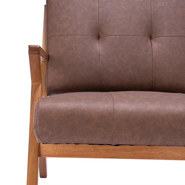 (78 x 73 x 79cm) Solid Wood Retro Single Sofa Chair Suede Brown
