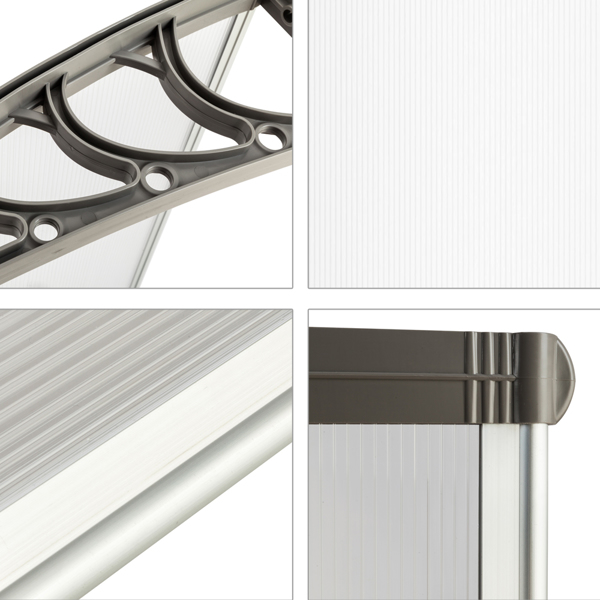 190 x 95 Household Application Door & Window Awnings Canopy Silver & Gray Bracket