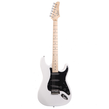 [Do Not Sell on Amazon] Glarry GST Stylish Electric Guitar Kit with Black Pickguard White
