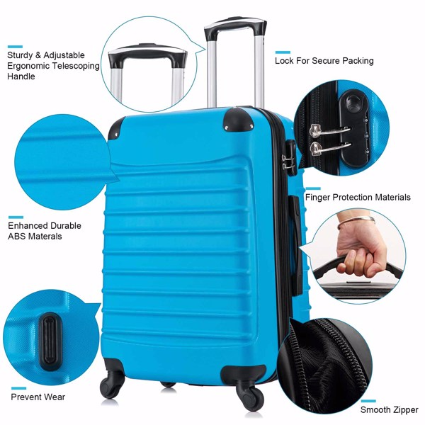 4 Piece Set Luggage Expandable Suitcase Expandable ABS Hardshell Lightweight Spinner Wheels (18/20/24/28 inch), Blue
