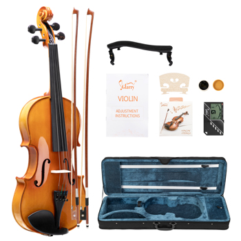 [Do Not Sell on Amazon]Glarry GV401 4/4 Acoustic Violin Kit Varnish w/Square Case,  2 Bows, 3 In 1 Digital Metronome Tuner Tone Generator，Extra Strings and Bridge