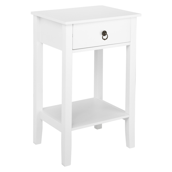Two-layer Bedside Cabinet Coffee Table with Drawer White