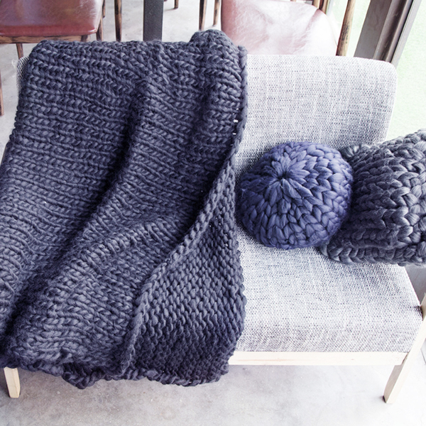 1.2*1.5m, Dark Grey, Chunky Knit Blanket Handmade Knitting Warm Knitting Throw Blanket