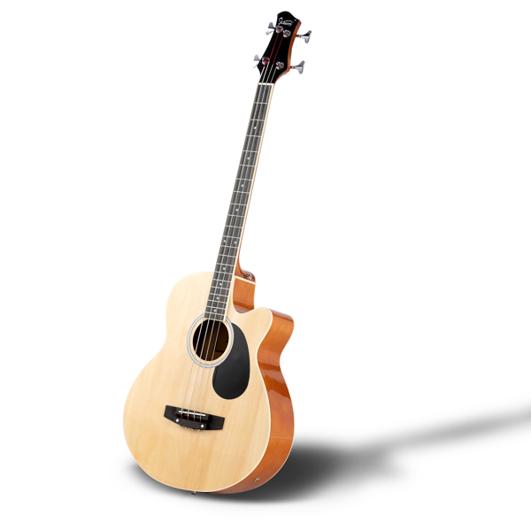 [Do Not Sell on Amazon] Glarry GMB101 4 string Electric Acoustic Bass Guitar w/ 4-Band Equalizer EQ-7545R Burlywood