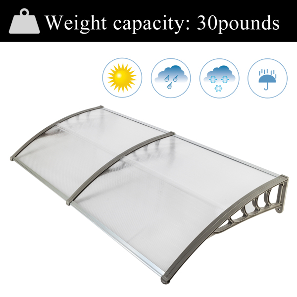 190 x 95 Household Application Door & Window Awnings Canopy Silver & Gray Bracket