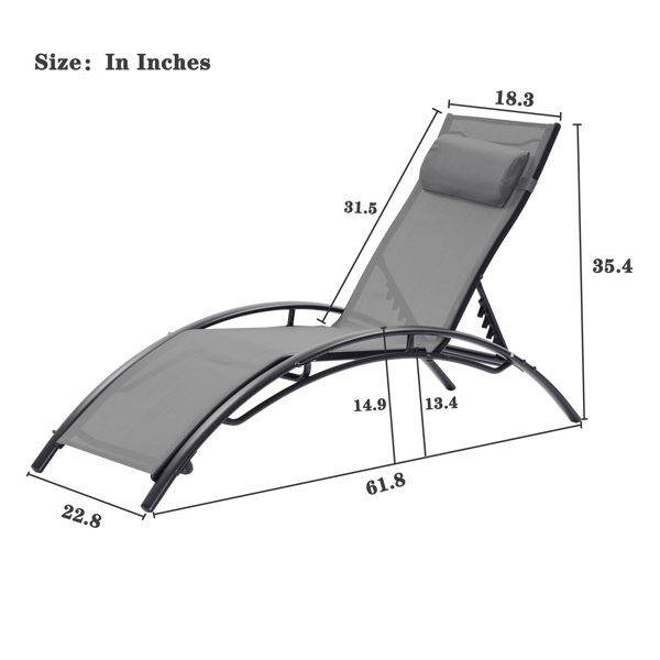 2PCS Set Chaise Lounges Outdoor Lounge Chair Lounger Recliner Chair For Patio Lawn Beach Pool Side Sunbathing [Weekend can not be shipped, order with caution]